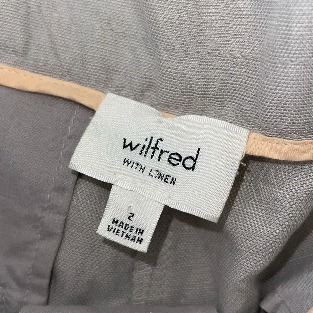 Wilfred Womens Allant Linen Blend‎ Tie Waist Crop Pants Light Gray Size 2